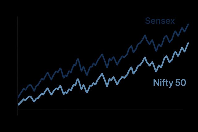 Chart showing Sensex and Nifty performance over time