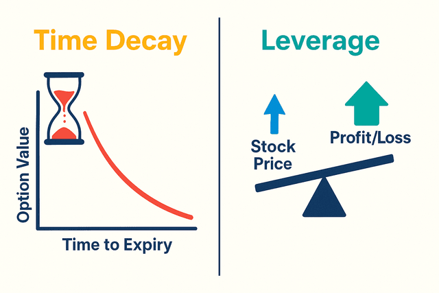 A chart showing the accelerating curve of Theta (time decay) as an option approaches its expiration date.