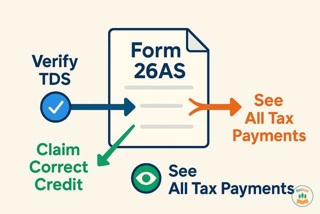 A visual representation of Form 26AS showing TDS, TCS, and Advance Tax details linked to a PAN.