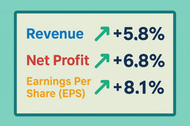 A line graph showing a steady upward trend, representing consistent growth in revenue and profit.