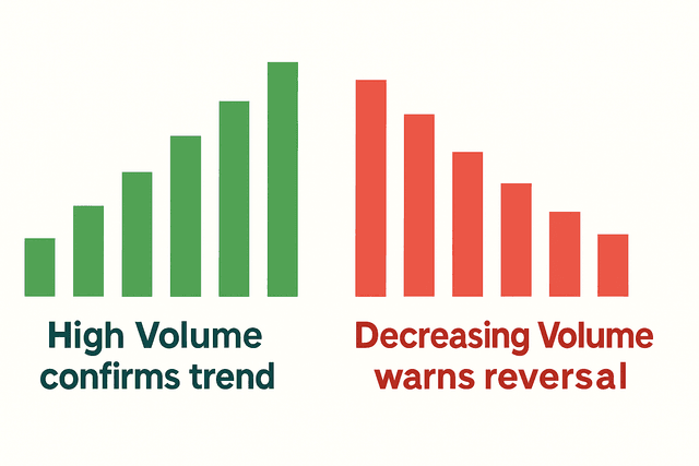 A stock chart displaying a 50-day Simple Moving Average (SMA) line and a volume chart at the bottom, illustrating how price interacts with the SMA and how volume confirms price moves.