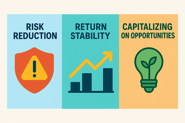 A visual representation of diversification with a basket holding different types of assets like stocks, bonds, and gold, symbolizing not putting all eggs in one basket.