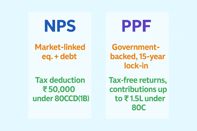 A comparison table showing features of NPS and PPF side-by-side.