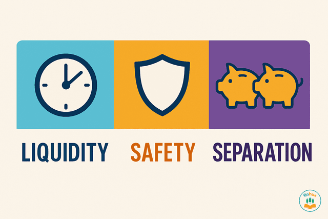 A visual representation of an emergency fund as a protective shield for a person against financial shocks like job loss, medical bills, and unexpected repairs.