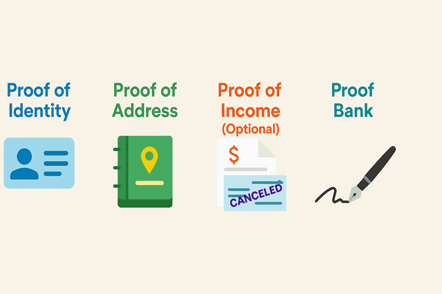 A collage of essential documents for opening a Demat account: PAN card, Aadhaar card, and a cancelled cheque.