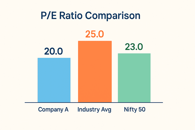 A bar chart comparing the P/E ratios of three similar companies, with one company having a visibly lower P/E ratio, highlighting it as potentially undervalued.