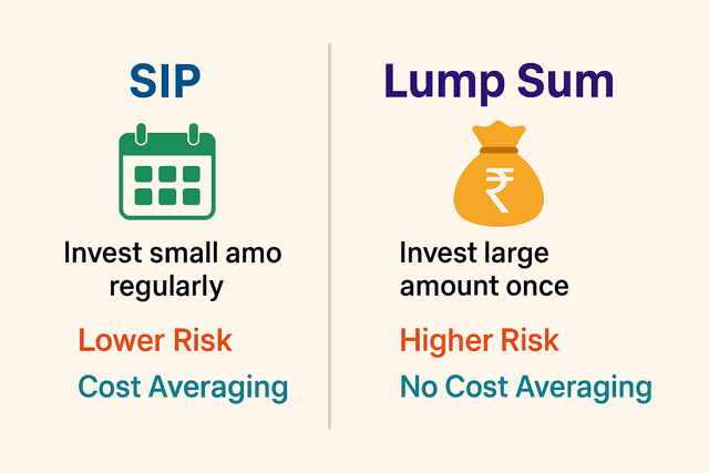 A chart comparing the growth of a SIP investment versus a lump sum investment over time, highlighting the power of compounding.